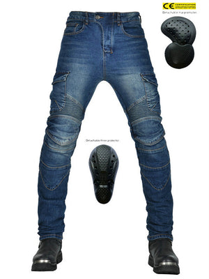 Super Cool Knight Motorcycle Denim Pants with Knee & Hip Protector