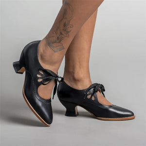 Ladies Elegant Hollow Out Lace Up Fashion Party Dance Pumps