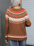 Geometric Pumpkin Halloween Christmas Knitted Sweater for Lady