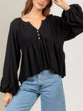 Female Retro Sweet V Neck Lantern Sleeve Spring Shirt