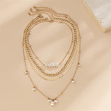 Women's 4pcs/Set Irregular Faux Pearls Beaded Necklaces