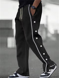 Men's Stylish Side Button Drawstring Casual Sports Pants