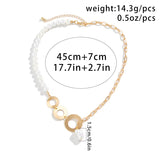 Women's Personality Metal Ring Artificial Pearl Pendant Necklace