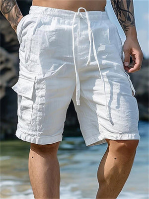 Male Drawstring Elastic Waist Breathable Beach Shorts