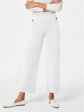 Elegant High-Rise Solid Color Straight-Leg Jeans for Lady