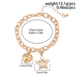 Ladies Hollow Star Heart Charm Metallic Bracelets