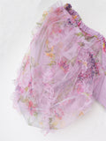 Romantic Flower Mesh Puff Sleeve Princess Dress for Women