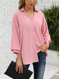 Fashion V Neck Lantern Sleeve Cozy Chiffon Shirt for Women