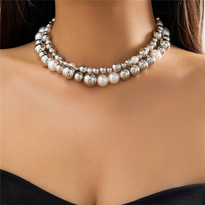 2pcs/Set Chunky Beads Ball Shaped Clavicle Chain Necklaces