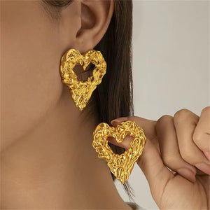 Vogue Metal Love Heart Stud Earrings for Women