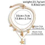 3Pcs/Set Cute Starfish Conch Pandent Imitation Pearl Necklaces