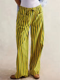 Low-rise Striped Drawstring Pants for Women