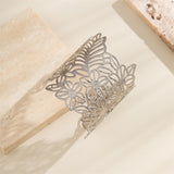 Women's Glossy Hollow Out Flower Leaf Design Bracelet