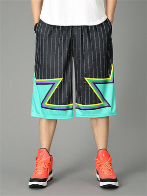 Contrast Color Incomplete Star Pattern Men's Basketball Shorts