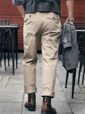 Men's British Style Adjustable Waist Straight-Leg Pants