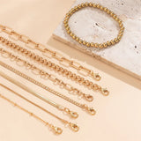 8Pcs/Set Trendy Metal Chain Bead Bracelets for Women