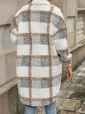 Leisure Contrast Color Plaid Fluffy Coat for Women