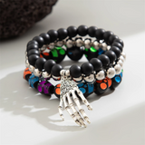 3Pcs/Set Men's Halloween Hand Skull Beaded Bracelets