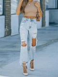 Light Blue Ripped Jeans for Women