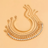 5pcs/Set Rhinestone Link Chain Bracelets for Couple