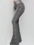 Female Trendy Sexy High-rise Stretch Flared Jeans