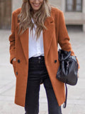 Women's Autumn Solid Color Notched Lapel Mid-Length Woolen Coat