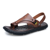 Male Breathable Genuine Leather Flip Flops Sandals