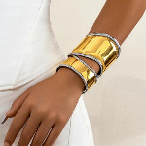 Futuristic Gothic Irregular Metal Cuff Bangles for Women