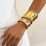 Futuristic Gothic Irregular Metal Cuff Bangles for Women