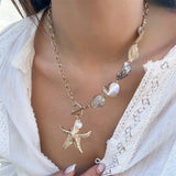 Ladies Conch OT Buckle Starfish Imitation Pearl Necklaces