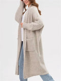 Ladies Oversized Mid-length Knit Sweater with Pockets