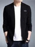 Autumn Winter Men's Solid Color Cardigan Sweater with Patch Pocket