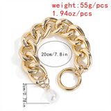 Ladies Stylish Artificial Pearl Gold Chain Bracelet