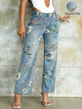 Popular Floral Print Ankle-Length Jeans for Women