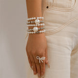 5Pcs/Set Bohemian CCB Beads Pearl Bracelets for Lady