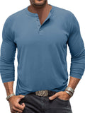 Men's Stretchy Slim Fit Casual Long Sleeve Henley Shirt