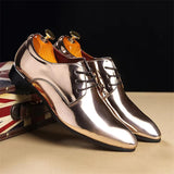 Men's Fashionable Pointed Toe Glossy Artificial Leather Dress Shoes