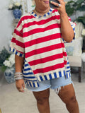 Women's Oversize Relaxed Striped Spliced T-Shirt