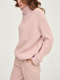 Autumn Warm Macaron Color High Collar Knitted Sweater for Lady