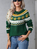 Geometric Pumpkin Halloween Christmas Knitted Sweater for Lady