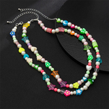 2Pcs/Set Colorful Star Flower Love Heart Mushroom Pearl Necklaces