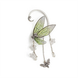 Fairy Wings Floral Pearl Pendant Clip Earring for Women