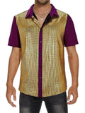 Men's Party Bar Sparkling Sequins Short Sleeve Shirt