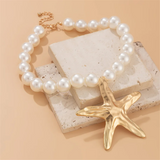 Women's Starfish Pendant Imitation Pearl Exaggerated Necklace