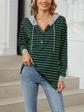 Sports Style Contrast Color Stripe Spring Hoodies for Women