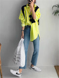 Female Spring Autumn Striped Contrast Color Blouses