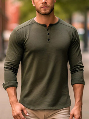 Comfort Button Neck Bottoming Henley Shirt for Men