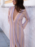 Holiday Deep V Neck Front Split Knitted Dress for Women