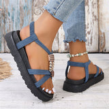 Ladies Trendy Ethnic Style Metal Beads Trim Sandals