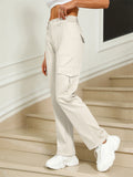 Solid Color High-Rise Trendy Multi-Pocket Cargo Pants for Women